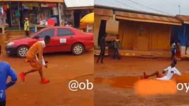 Sarkodie's “Hasta La Vista” Song Makes Fan Dance In Muddy Water - Video