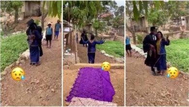 Helpless Mum Who Couldn't Bear The Cost Of Graduation Present For Child Lays Her Material On Floor For Him - Video