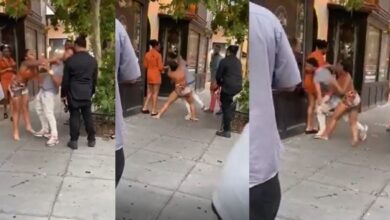 Lady Gives Boyfriend 10 Dirty Slaps In Public As Bystanders Watch - Video