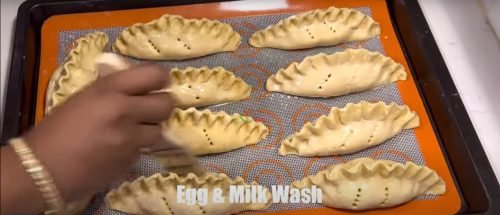 Applying egg and milk wash